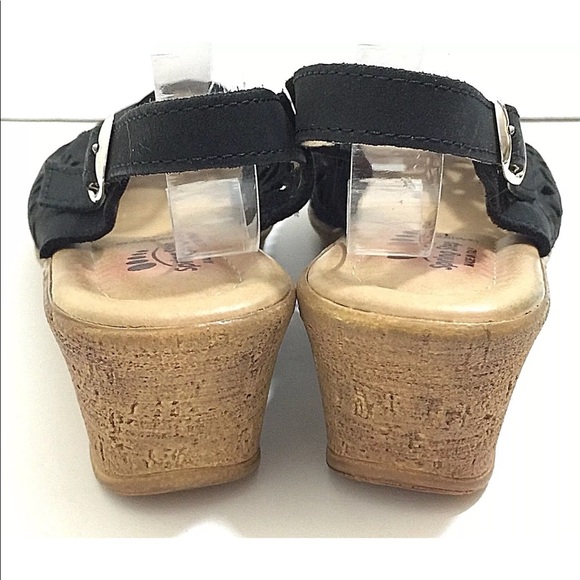 Spring Step Black Wedge Sandals EU 38 US 7.5 8 - Picture 4 of 6